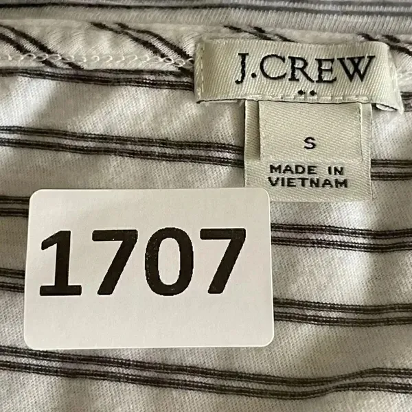 J Crew Black White Stripes Cold Shoulder Round Neck Short Sleeves Tshirt S #1707 - Image 10