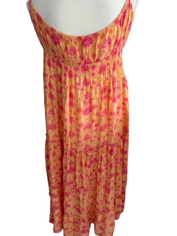 BEACHGOLD Orange Floral Maxi Dress Size Medium - Image 2