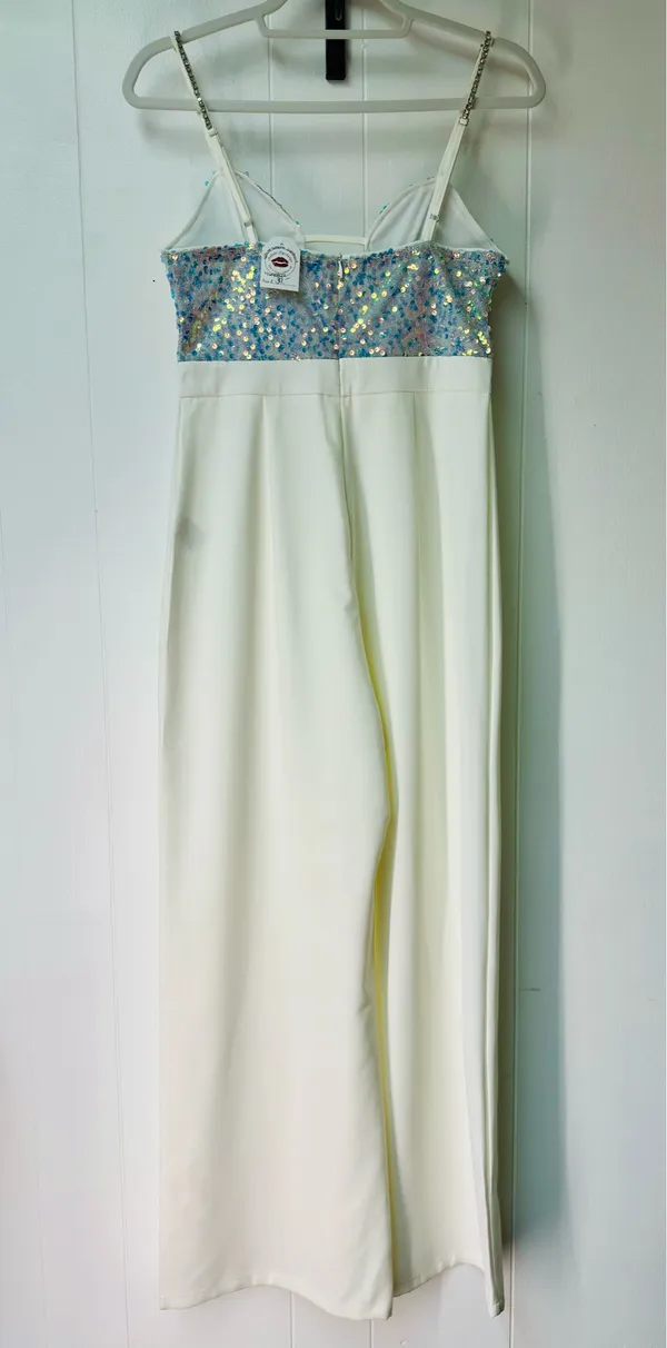 Boutique White and iridescent sequin jumpsuit - Image 11