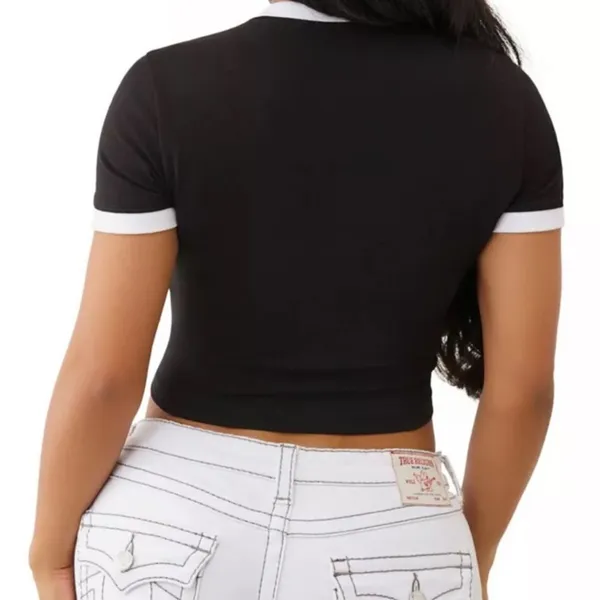 True Religion Ringer Baby Tee with Crystal Logo Black Small NWOT - Image 3