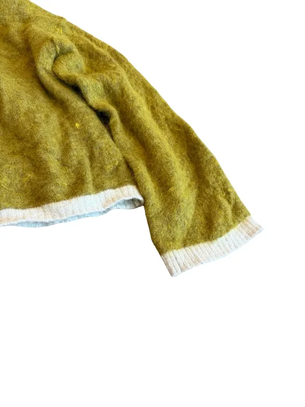 Free People Serendipity V-Neck Fuzzy Sweater Unique Green Boxy Cropped Sz Large - Image 12