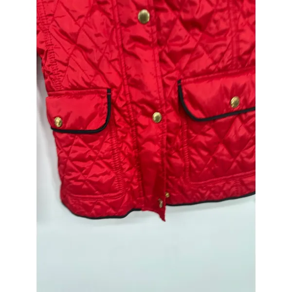 Banana Republic Red Quilted Jacket Womens S Preppy‎ Equestrian Old Money - Image 4