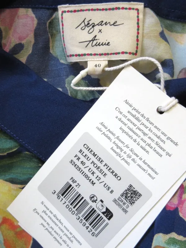 Sézane x Aimie Pierro NWT Shirt in Poetry Blue Floral Button Down Shirt 40 / 8 - Image 10