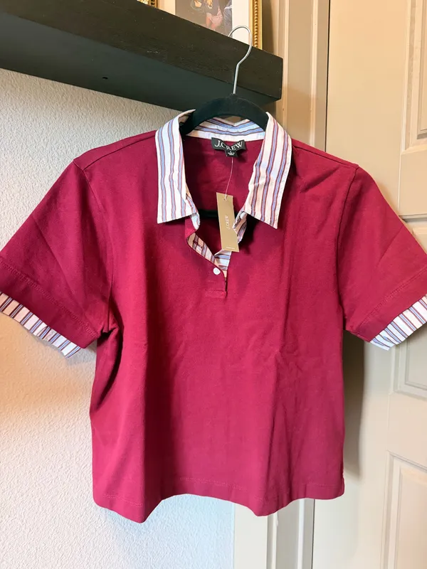J.Crew Burgundy Polo Layered Tee  - Image 4