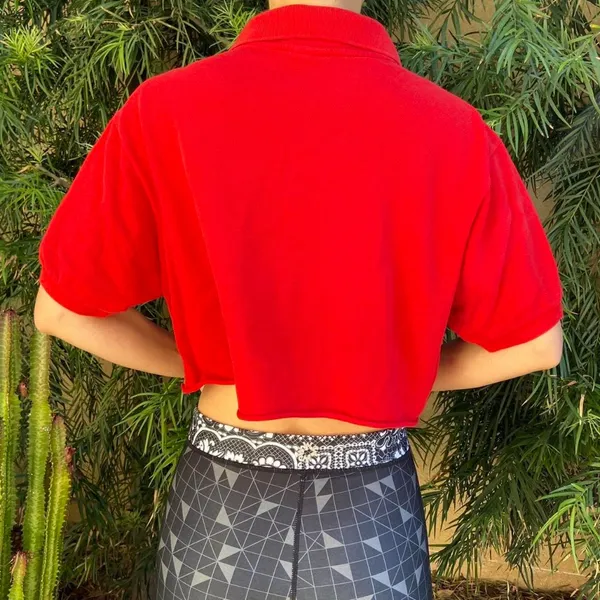 Lacoste Red Cropped Polo - Image 3