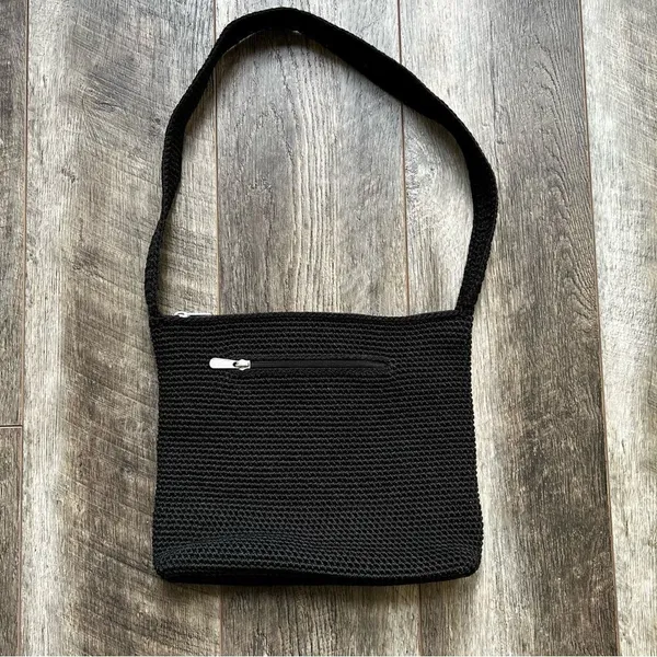 The Sak Original Crochet Knit Black Purse Shoulder Bag Medium Handbag - Image 2