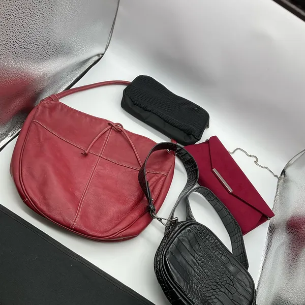 Tignanello‎ Bag, Debut Red Clutch, Croc Embossed Crossbody, Black Pouch - Image 9