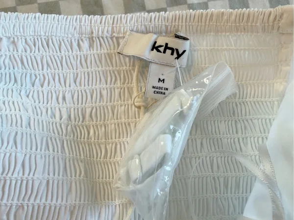 KHY Poplin Tube Top White NEW Medium White Cotton - Image 7