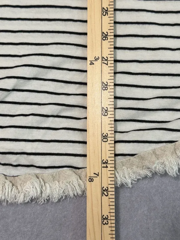 umgee USA Women's Striped Short Sleeve Top – Size S – Black & White – Fringe Hem - Image 8