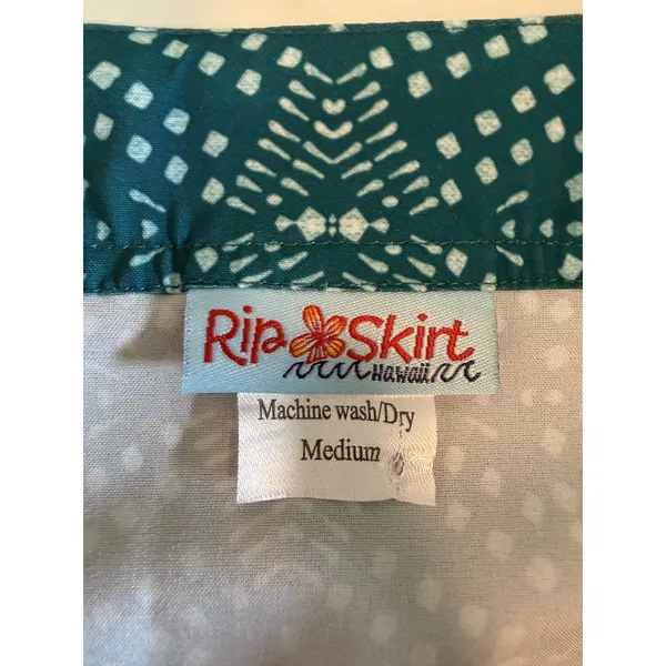 RipSkirt Hawaii Teal‎ Geometric Wrap Mini Skirt Quick Dry Adjustable Medium - Image 5