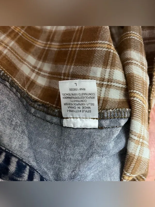 Hey son mixed print plaid denim oversized half zip shirts jacket western grunge - Image 5