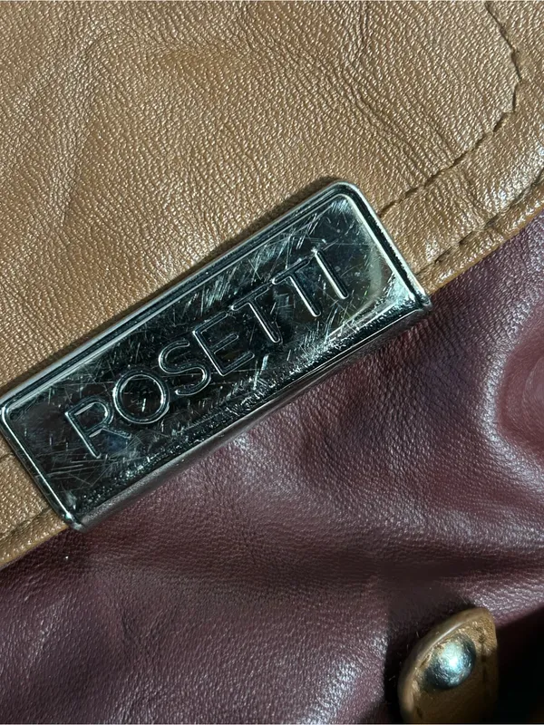 Rosetti Women’s Soft Leather Burgundy & Tan Multi-Pocket Hobo Satchel Bag Purse - Image 12