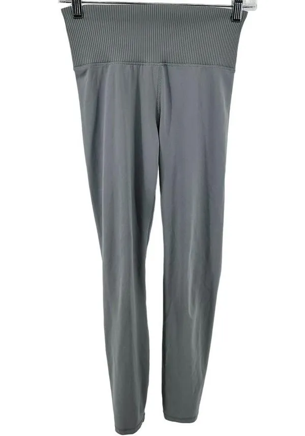 Vuori Rib Studio 7/8 Legging High Rise Moisture Wicking Stretch Yoga Gray Small - Image 2