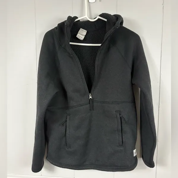 The North Face Black Crescent Hooded Half Zip Fleece Lined Pullover Medium - Image 5