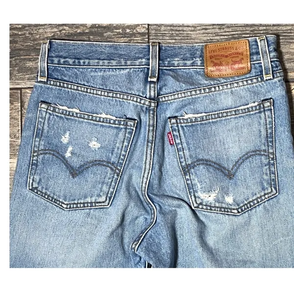 Levis Ankle Skinny‎ Relaxed Distressed Light Wash Jeans Size 26 Button Fly Y2K - Image 10