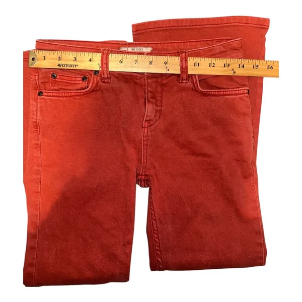 Free‎ People Red/Orange Cropped Flare Jeans, Womens Size 25 - Image 5