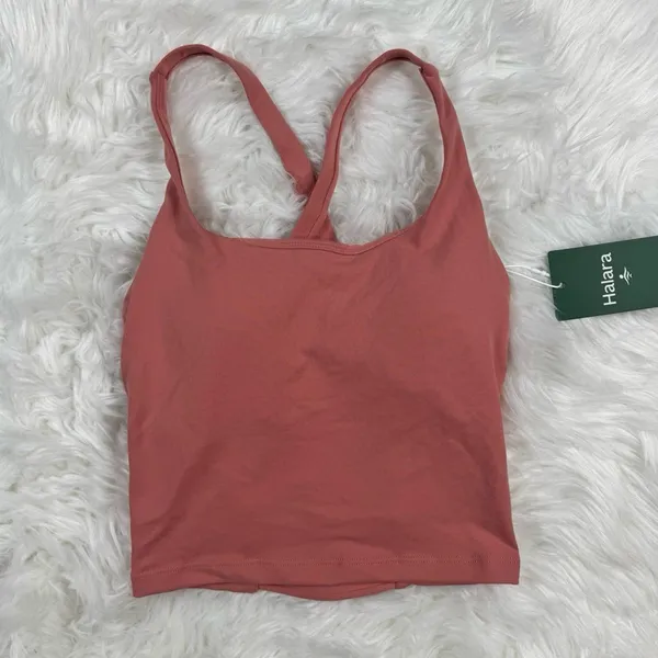 Halara Crisscross Backless Built In Bra Tank Top Blooming Dahlia Size XXS - Image 2