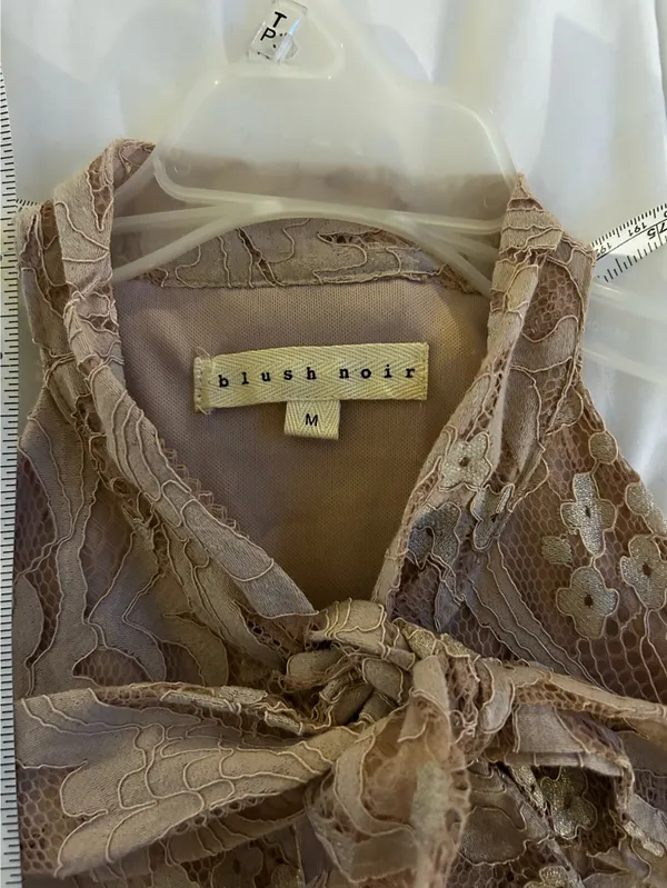 Francesca’s blush pink lace bow blouse - Image 3