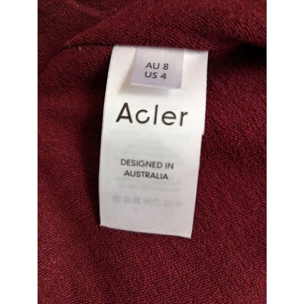 Acler Brighton twist jersey top in burgundy size US 4 - Image 5