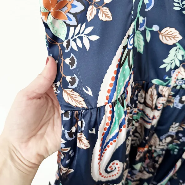 [Lulu's] Positively Adorable Navy Scarf Print Satin Tiered Bustier Romper NWT XL - Image 10