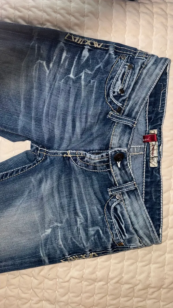 BKE Bootcut Blue Jeans Sabrina Women’s 26x29 1/2 Low-Rise Distressed Denim Stretch - Image 5