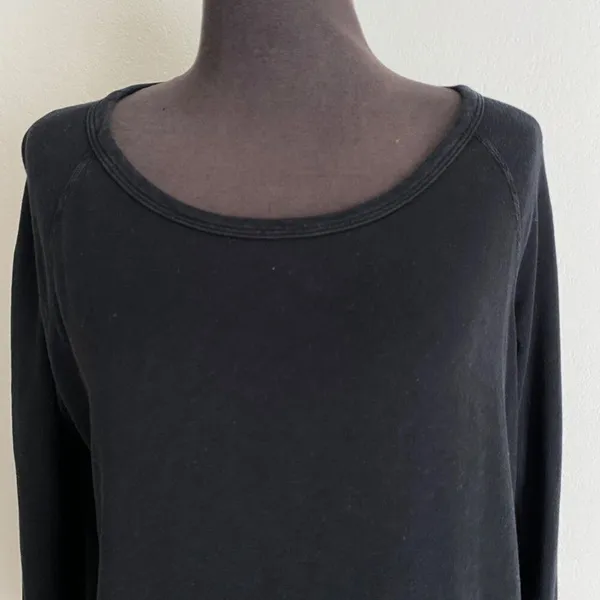 James Perse Cotton Relaxed Clean Raglan Sleeve Supima Pullover Sweatshirt Black‎ - Image 11