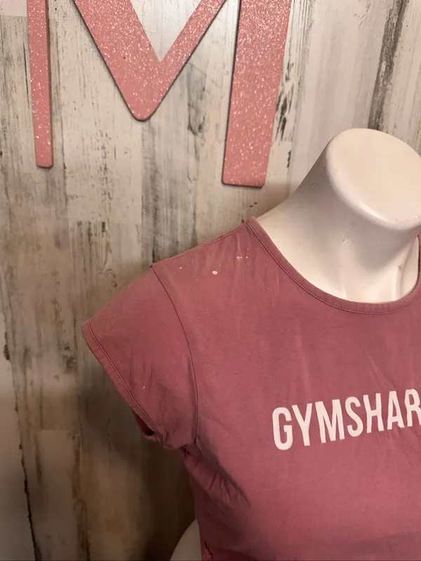 Gymshark Dusky Pink Cropped Short Sleeve Graphic Tee Womens Size Medium - Image 6