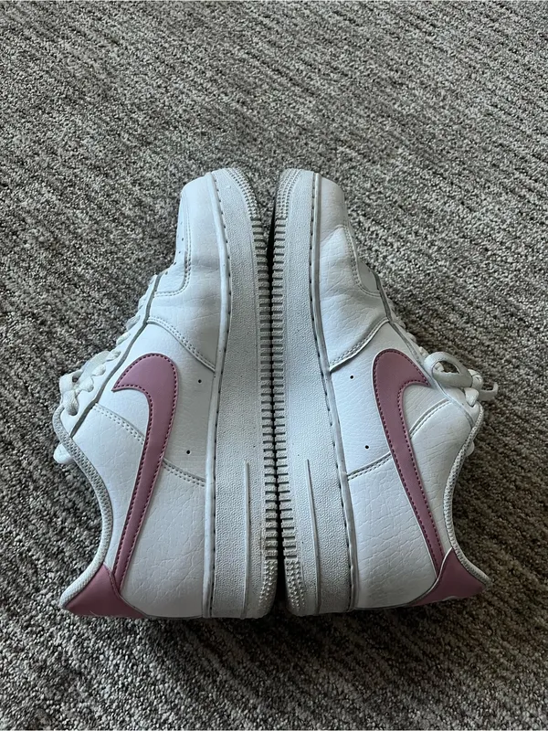 Nike Air Force Ones with Pink Swoosh size 9.5 - Image 5