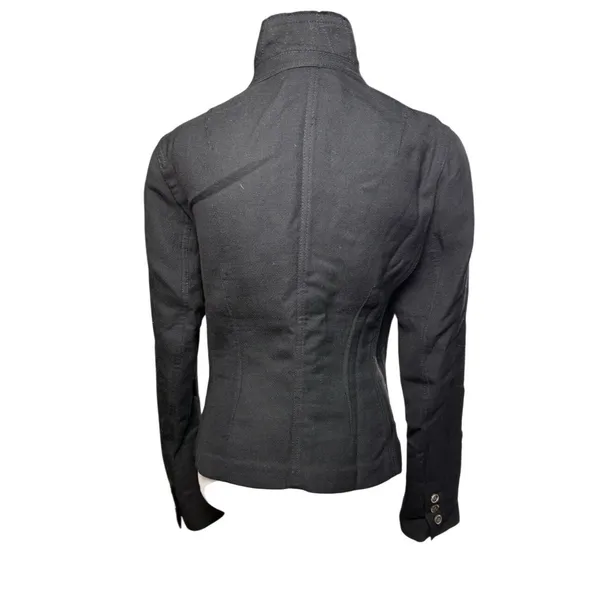 Banana Republic Wool Jacket Women's‎ Size 4 Black Raw Edge Detail Military Moto - Image 7