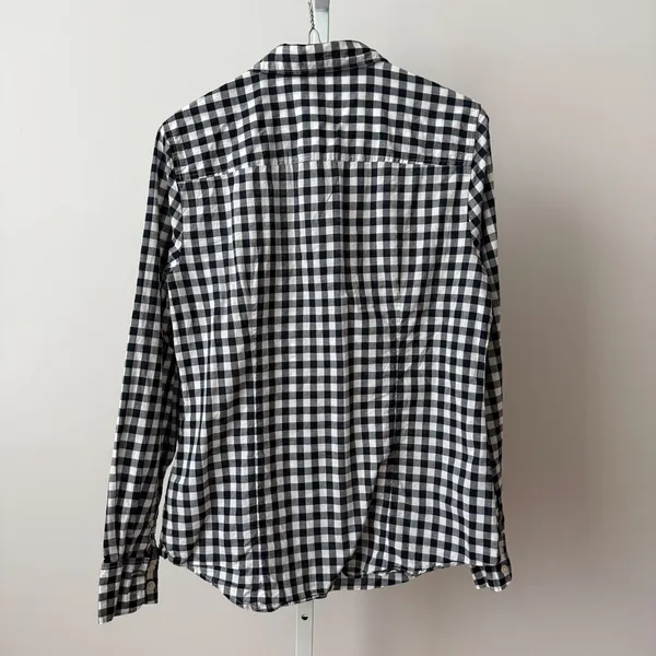 J. Crew sz M‎ Navy Blue Gingham Button Down Womens Long Sleeve Preppy - Image 6