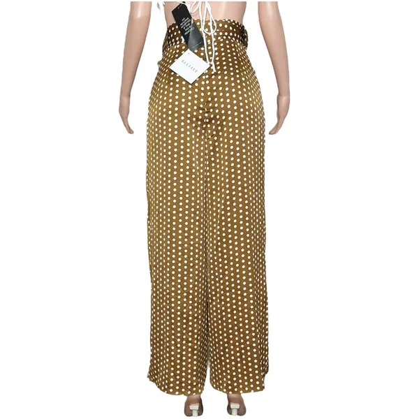 ELLIATT Bronte Polka Dot Wide Leg Pants, Caramel, XS - Image 8