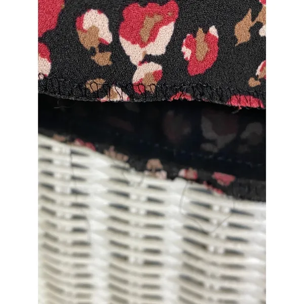 Gérard Darel Paris Black Floral Print Dress 44 Smocked Neckline‎ French Viscose - Image 8