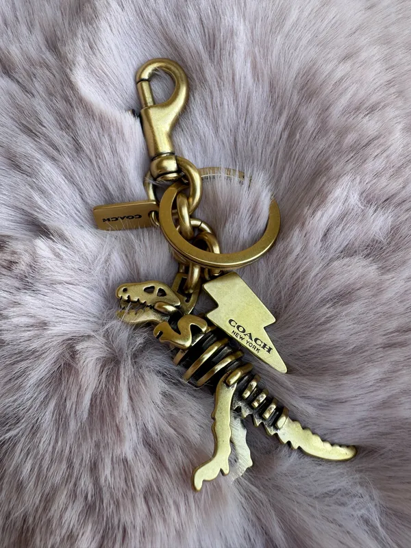 Coach Metal Small Rexy T-Rex Skeleton Puzzle Bag Charm Keychain CCE75 Brass - Image 11