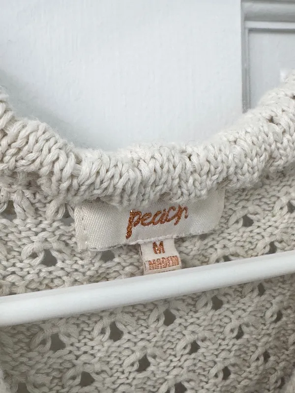 Peach Love California Crochet Button Front Top - Image 2