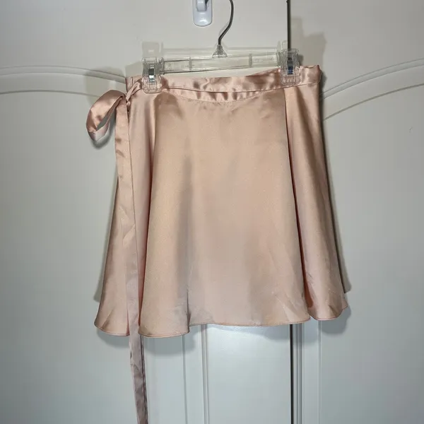 MORE TO COME Jasmine Wrap Mini Skirt Womens XS‎ Pink Satin Side Tie Balletcore - Image 3