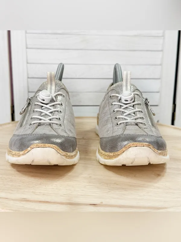 Rieker N42K6 Nikita Slip-On Sneakers Metallic Silver 41 US 9.5 Athleisure - Image 2