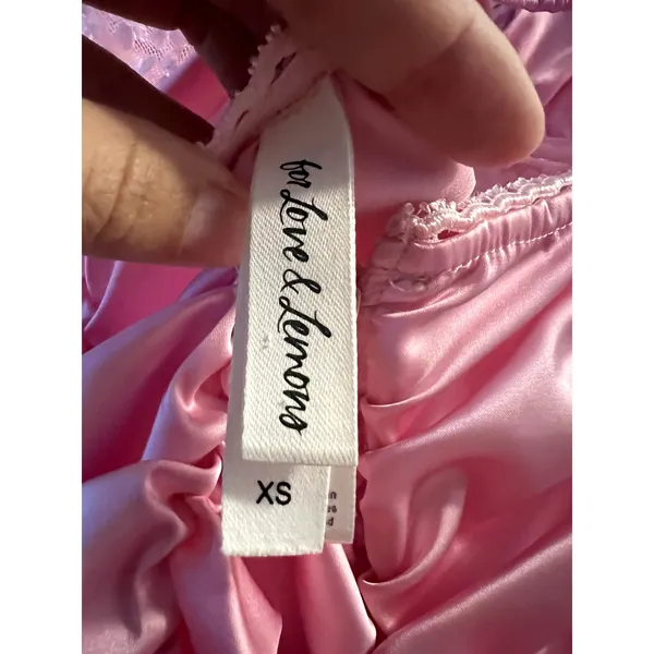 For Love and Lemons Pink Mini Dress Size XS lace satin - Image 5
