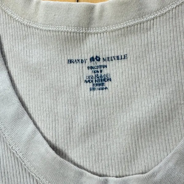 BRANDY MELVILLE Classic Tan Cream Cropped Ribbed Tank Top Shirt OS - Image 3
