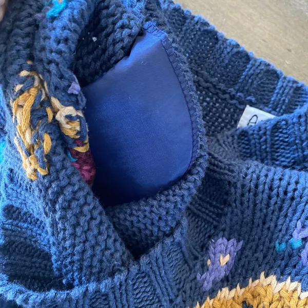 All Points Floral Knit Sweater Womens Size M Blue Vintage 90s Cotton Butter Mom - Image 8