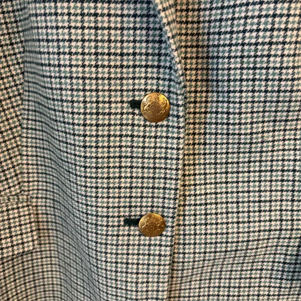 J Crew Schoolboy Blazer Womens 24 Wool Blend Green Plaid Houndstooth Preppy Gold - Image 4