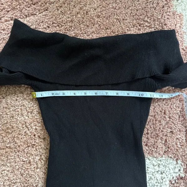 Edikted Emma Long Sleeve Off the Shoulder Minidress Size M/L Black Ribbed Club - Image 9