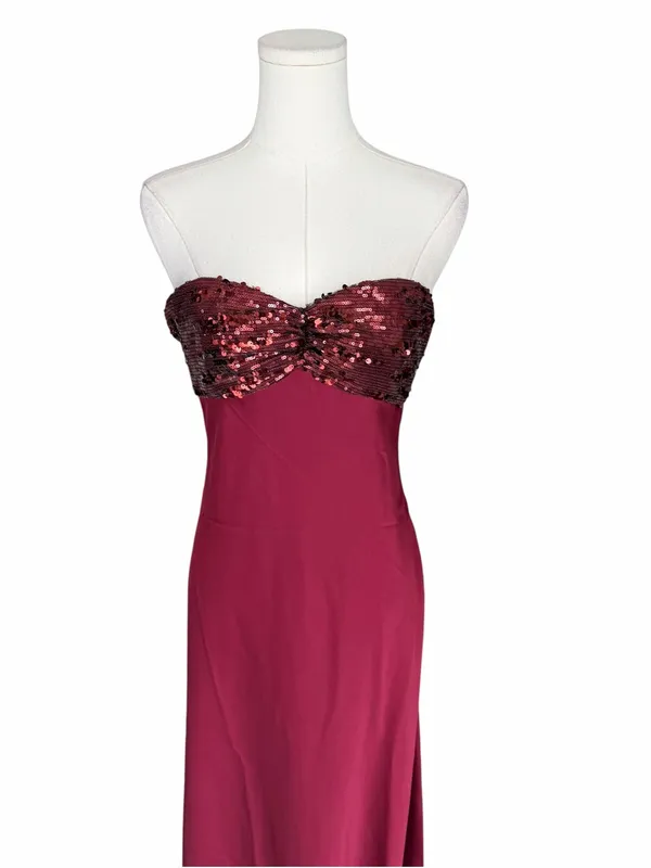 Princess Polly - NWT See The Vision Sequin Bust Maxi Dress Burgundy Sz US 8 - Image 4