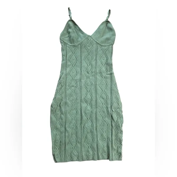 Hera Collection Green Knit Mini Dress with Diamond Pattern ☘️ - Image 3