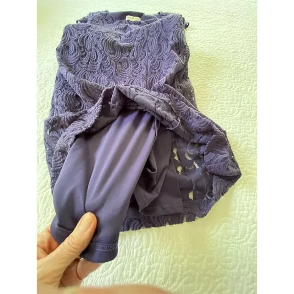 Coldwater Creek Purple Lace Knee Length Dress Size 4 Cap Sleeve​ - Image 11