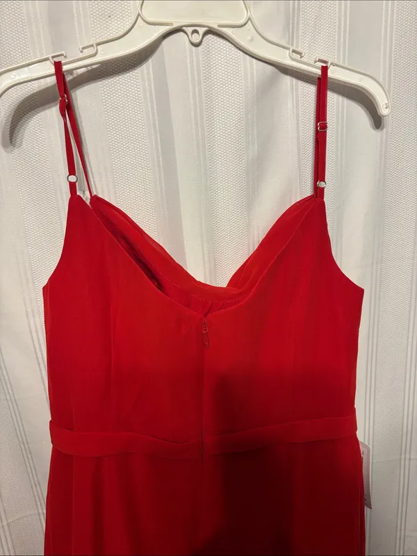 Azazie Red Draped Cowl Strapless Evening Dress - Image 5