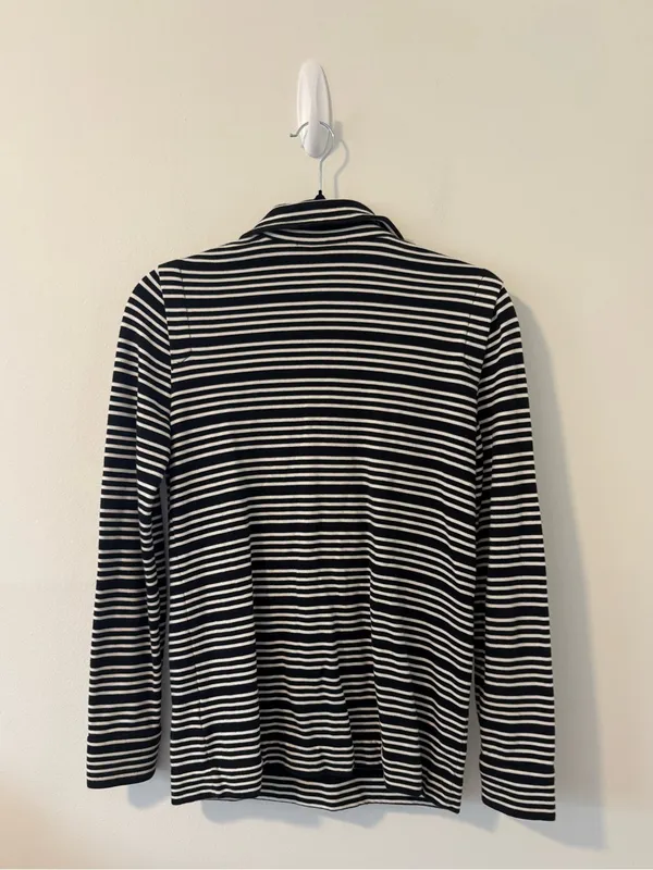 Tory‎ Burch Striped Cotton And Modal Quarter Button Up XS - Image 2
