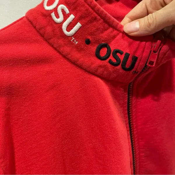 Vintage OSU Ohio State red zip front embroidered logo sweatshirt cardigan - Image 5