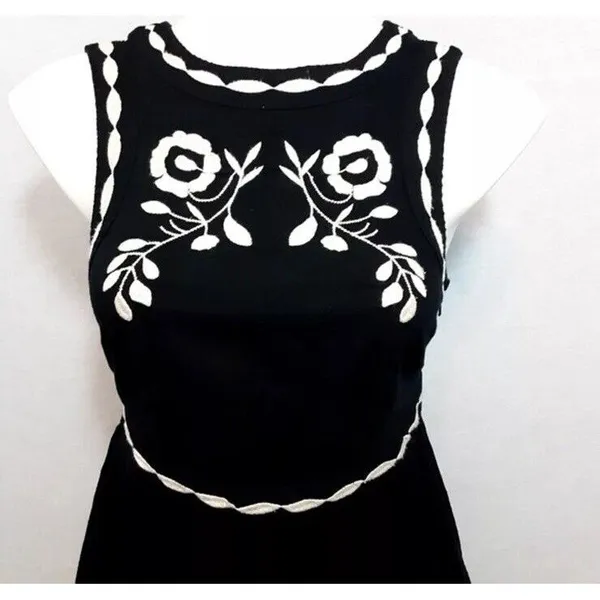 Free People Birds of a Feather‎ Embroidered Floral Skater Dress Size 2 - Image 5
