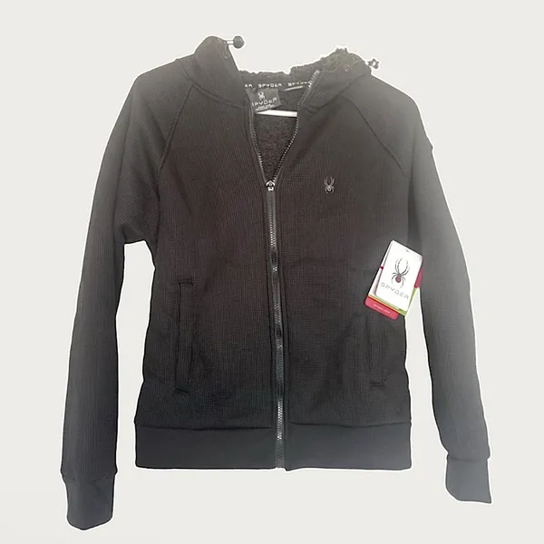NWT Spyder Women’s‎ Sherpa Fleece Thermal Hoodie Jacket Black - Small - Image 2