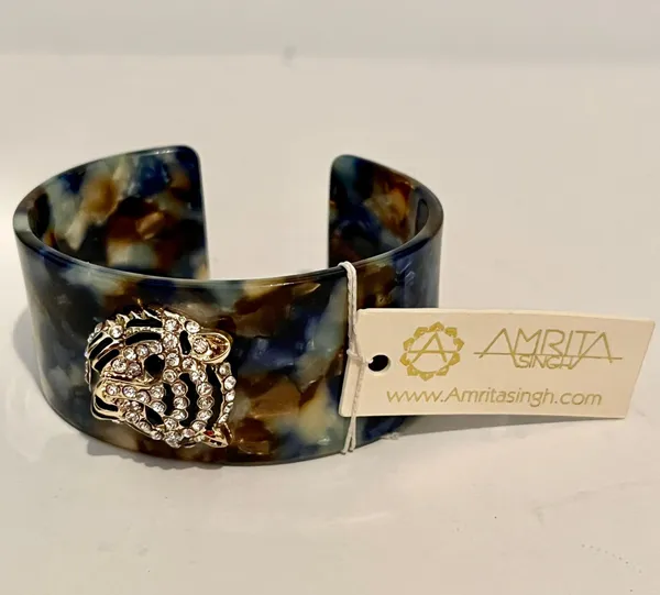 Amrita Singh Austrian Crystal & Goldtone Tiger Cuff - Image 5